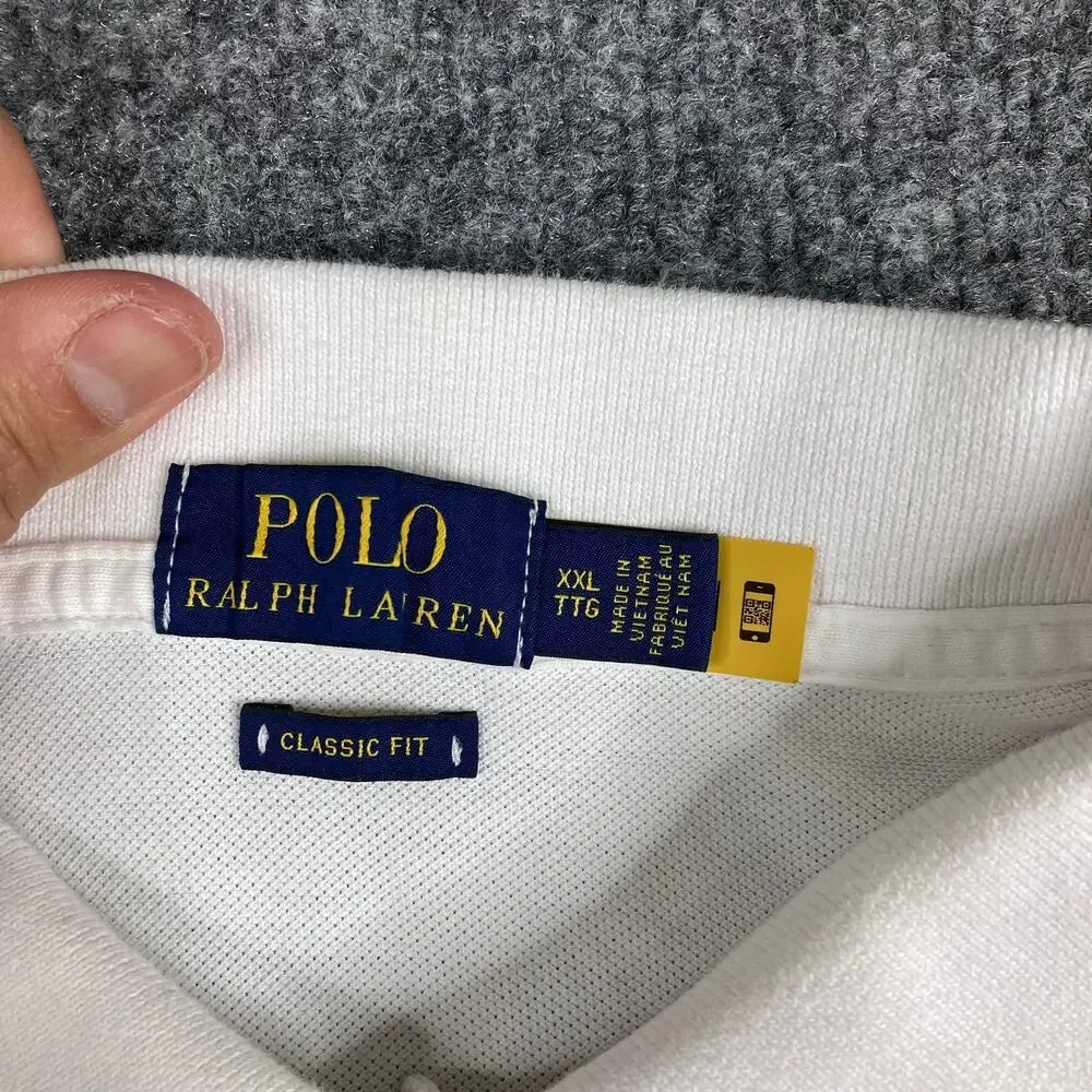 Polo‎ Ralph Lauren Polo Mens XXL White Classic Fit Short Sleeve Embroidered